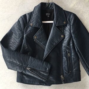 Topshop Vegan Leather Moto Jacket, Size 2